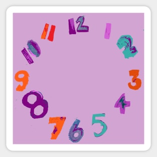 LAVENDER clock with numbers watercolor and digital Sticker